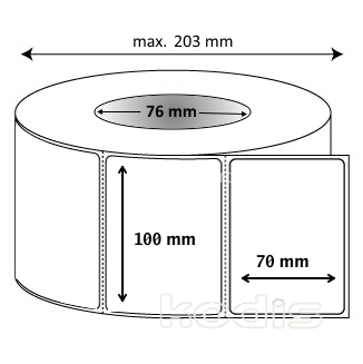 Rola etichete autocolante 100 x 70 mm dreptunghi D76 hartie speciala industria farmaceutica ,alb mat, 2000 buc/rola (G2x100070)