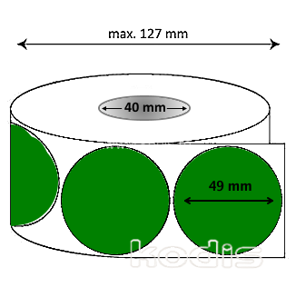 Rola etichete autocolante 49 x 49 mm rotund D40 hartie ,verde, 1000 buc/rola (D7x049049)