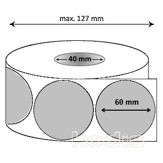 Rola etichete autocolante 60 x 60 mm rotund D40 poliester ,argintiu, 1000 buc/rola (C7x060060)