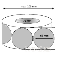 Rola etichete autocolante 60 x 60 mm rotund D76 poliester ,argintiu, 3000 buc/rola (C8x060060)